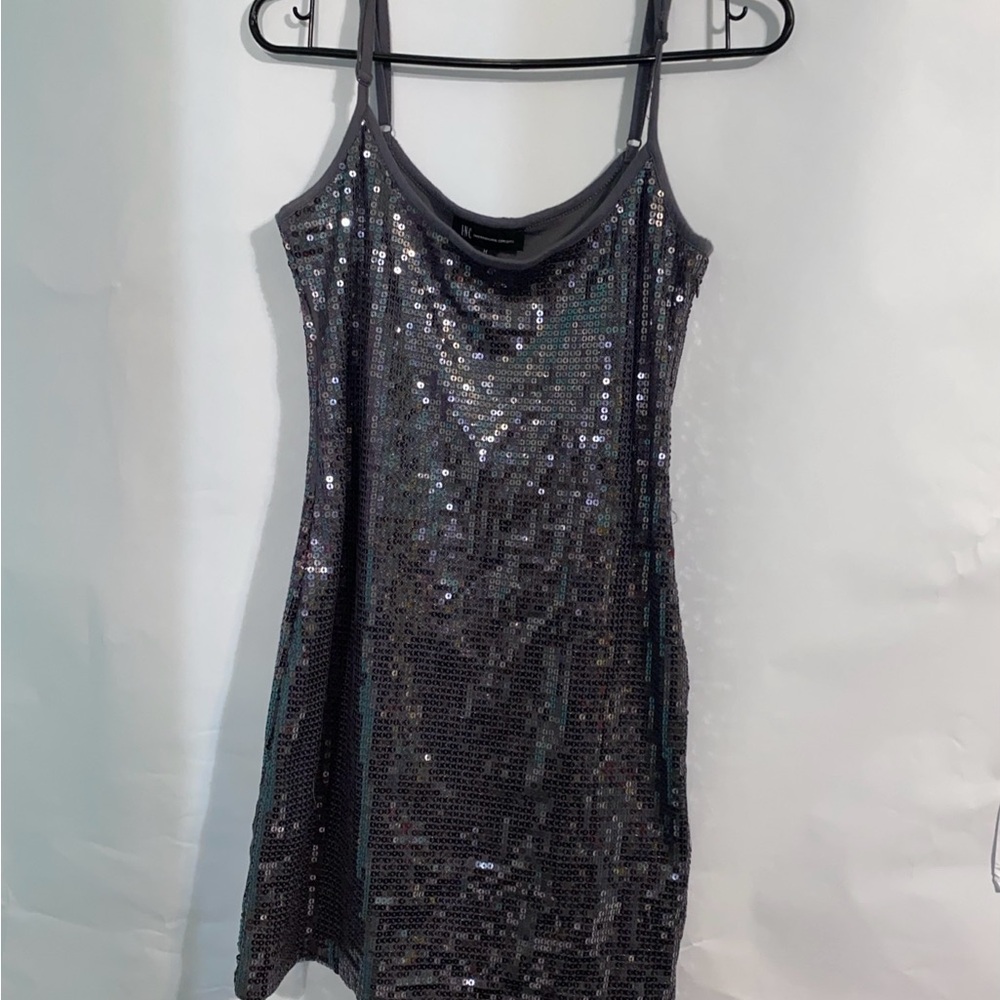 INC International Concepts Black Sequin Slip Mini Dress